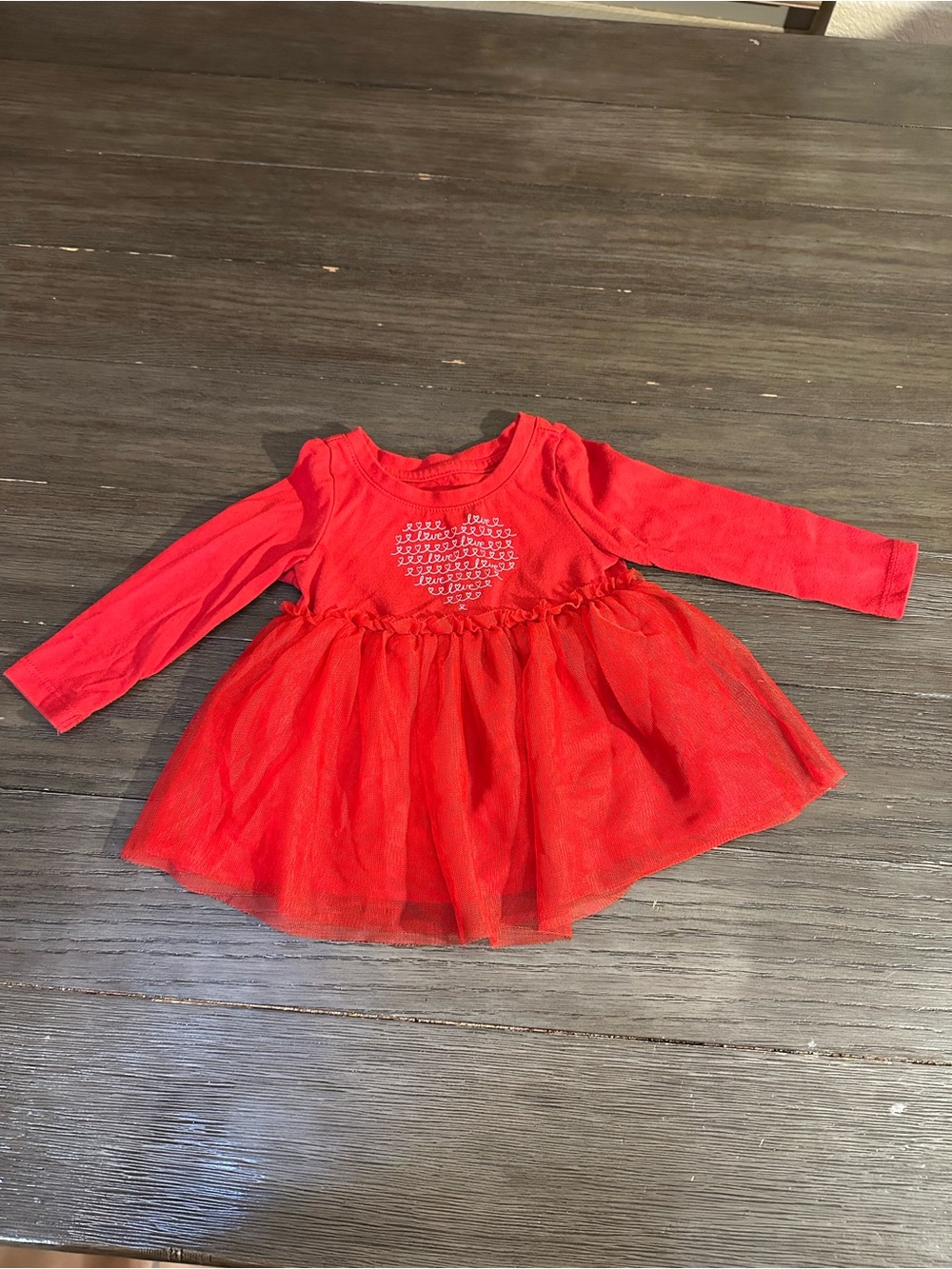 18mth Girls Red Long-Sleeve Tulle Skirt Dress